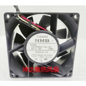 NMB 09238RA-12L-GL 12V 1.06A 3wires Cooling Fan