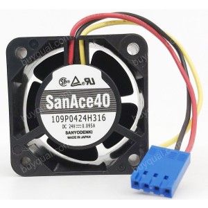Sanyo 109P0424H316 24V 0.095A 2.28W 3wires Cooling Fan - Special plug