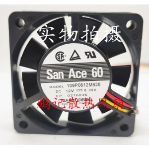 SANYO 109P0612M628 12V 0.09A 3wires Cooling Fan