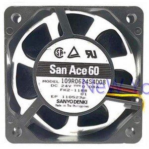 SANYO 109R0624S4D08 24V 0.08A 3wires Cooling Fan