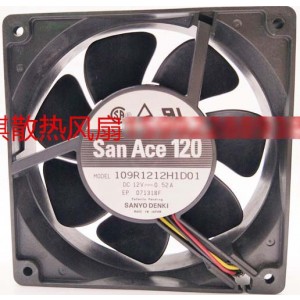 Sanyo 109R1212H1D01 12V 0.52A 3wires Cooling Fan
