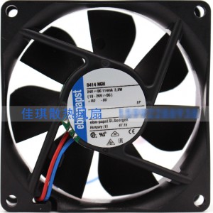 Ebmpapst 8414NGH 24V 2.8W 2wires Cooling Fan