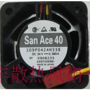 Sanyo 109P0424H338 24V 0.093A 3wires Cooling Fan