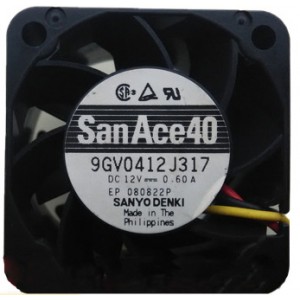 SANYO 9GV0412J317 12V 0.60A 3wires Cooling Fan