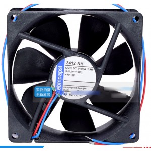 Ebmpapst 3412NH 12V 240mA 2.9W 2wires Cooling Fan
