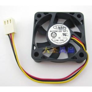T&T 4010M12S NF1 12V 0.16A 3wires Cooling Fan 