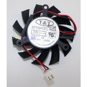 T&T 6010L12C 12V 0.25A 2wires Cooling Fan