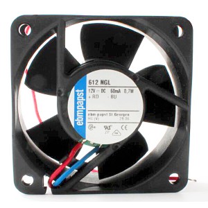 Ebmpapst 612NGL 12V 60mA 0.7W 2wires Cooling Fan