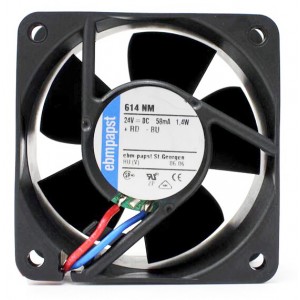 Ebmpapst 614NM 24V 58mA 1.4W 2wires Cooling Fan