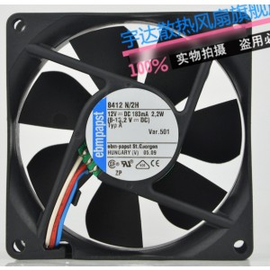 Ebmpapst 8412N/2H 12V 183mA 2.2W 3wires Cooling Fan