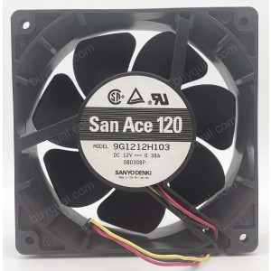 SANYO 9G1212H103 12V 0.38A 3wires Cooling Fan