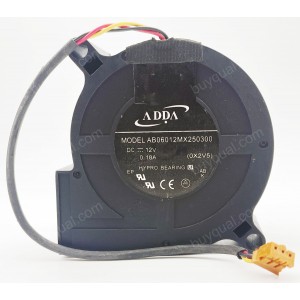 ADDA AB06012MX250300 12V 0.18A 3wires cooling fan