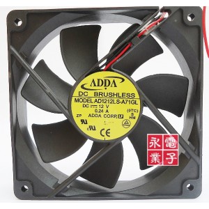 ADDA AD1212LS-A71GL 12V 0.24A 2wires Cooling Fan