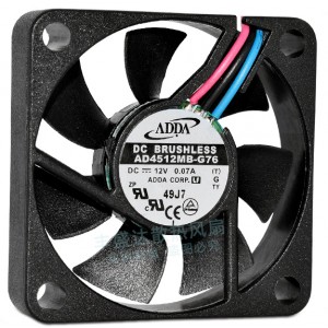 ADDA AD4512MB-G76 12V 0.07A 1W 3wires Cooling Fan