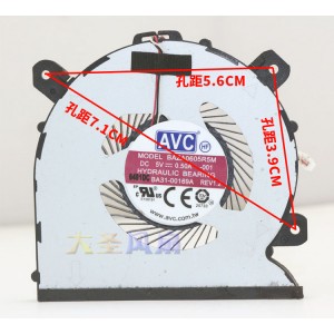 AVC BAZA0605R5M-001 5V 0.50A 3wires Cooling Fan