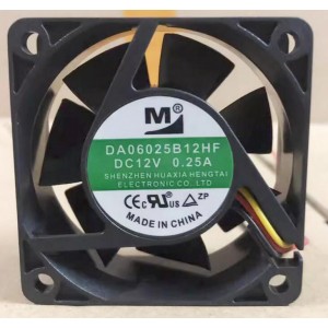 M DA06025B12HF 12V 0.25A 3wires Cooling Fan