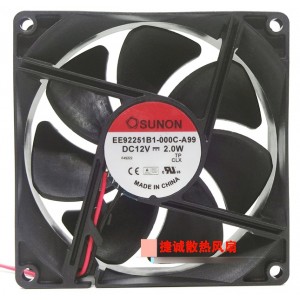 SUNON EE92251B1-000C-A99 12V 2.0W 2wires cooling fan
