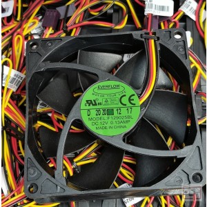 EVERFLOW F129025BL 12V 0.13A 3wires Cooling Fan 