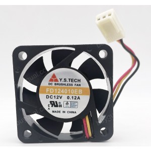 Y.S.TECH FD124010EB 12V 0.12A 2wires 3wires Cooling Fan