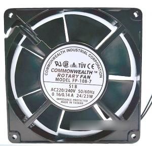 COMMONWEALTH FP-108-7 FP-108-7-S1B 220V 0.16/0.14A 24/23W Cooling Fan