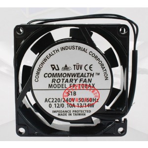 Commonwealth FP-108AX FP-108AX-S1B 220/240V 110V  0.12/0.10A 13/14W 2wires Cooling Fan