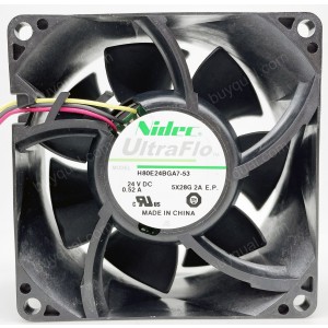 Nidec H80E24BGA7-53 H80E24BGA753 24V 0.52A 3wires Cooling Fan - Original New