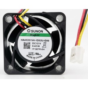 SUNON HA40201V4-1D02U-G99 12V 0.42W 3wires Cooling Fan