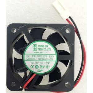 YOUNG LIN DFS401012H 12V 1.2W 2wires cooling fan