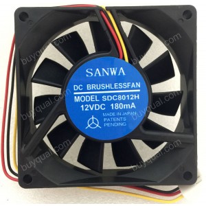 SANWA 8020 SDC8012H : 12V 0.18A 3wires cooling fan