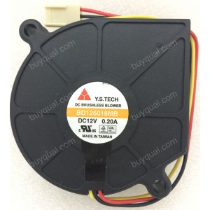 Y.S.TECH BD126018MB 12V 0.2A 3wires DC Brower Cooling Fan