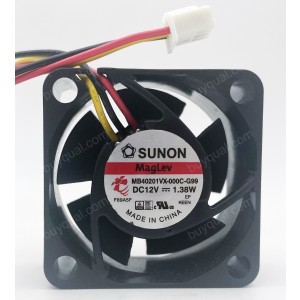 SUNON MB40201VX-0000-G99 12V 1.38W 3 Wires Cooling Fan 