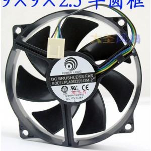 POWER LOGIC PLA09225S12M-2 12V 0.38A 2wires Cooling Fan