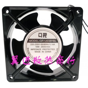 QR QR12038HBL 220/240V 0.14A 2 wires Cooling Fan