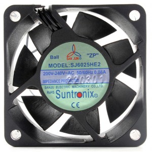 SANJUN SJ6025HE2 220-240V 0.04A 2wires Cooling Fan