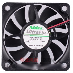 NIDEC U60R12MLAB-51 12V 0.05A 2wires Cooling Fan 
